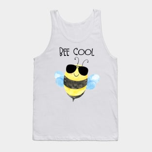 Cute Watercolor Cool Bee With Sunglasses Tank Top